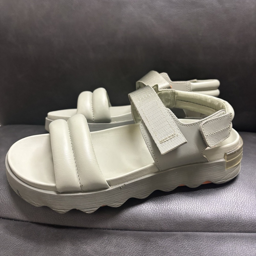 Sorel Viibe Sandals Womens Size 9 Soft Green Leather Slingback Comfort Flat Vibe - Picture 2 of 11